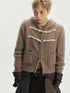 wii wil Raccoon Fur Trim Zip Toggle Cropped Women&