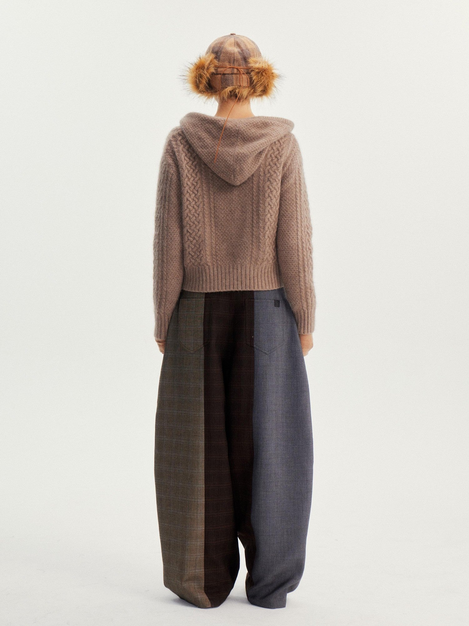 wii wil Raccoon Fur Trim Zip Toggle Cropped Women&