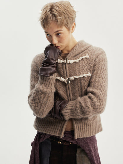 wii wil Raccoon Fur Trim Zip Toggle Cropped Women&
