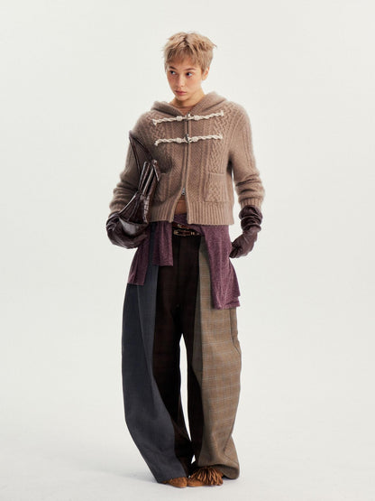 wii wil Raccoon Fur Trim Zip Toggle Cropped Women&