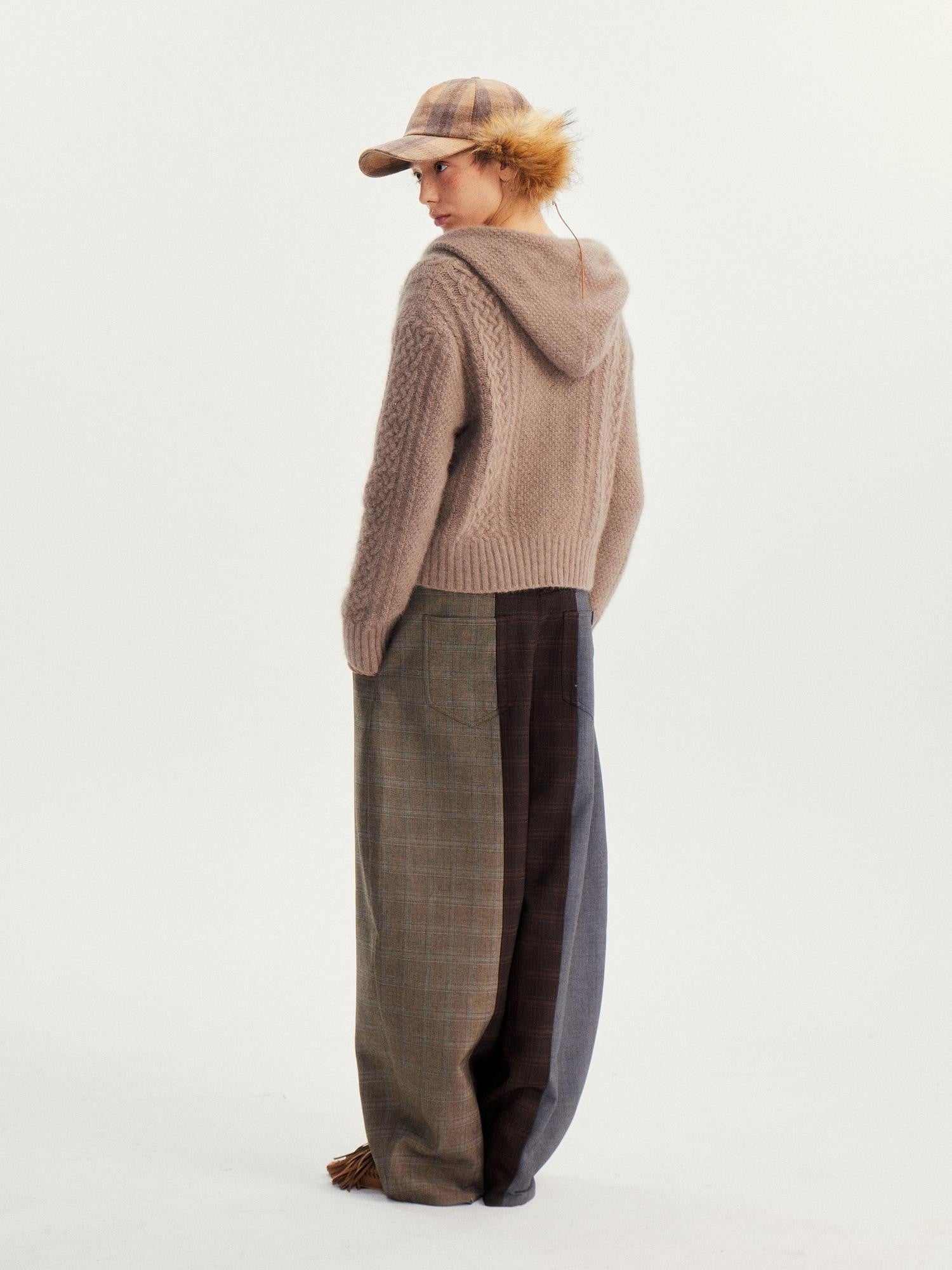wii wil Raccoon Fur Trim Zip Toggle Cropped Women&