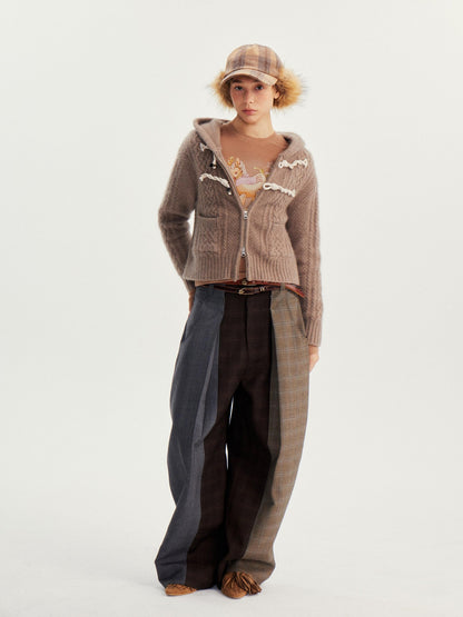 wii wil Raccoon Fur Trim Zip Toggle Cropped Women&