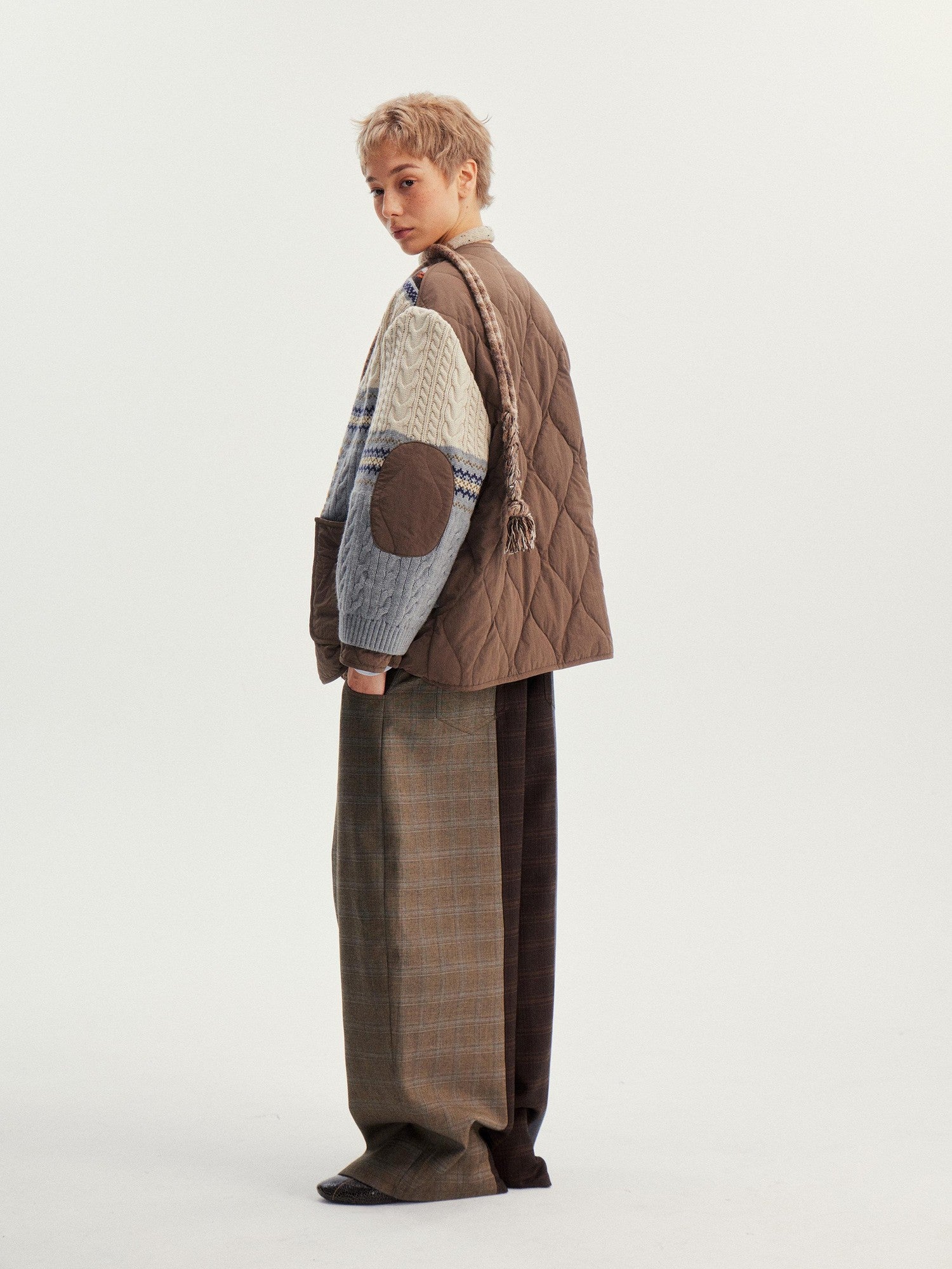 wii wil Reversible Fair Isle Cable Jacquard Striped Women&