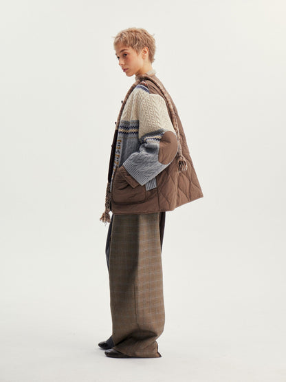 wii wil Reversible Fair Isle Cable Jacquard Striped Women&