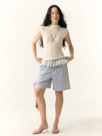 Stretch Lace Hooded Fitted T-shirt