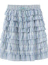Striped Blue and White Tiered Ruffle Hem Midi Skirt