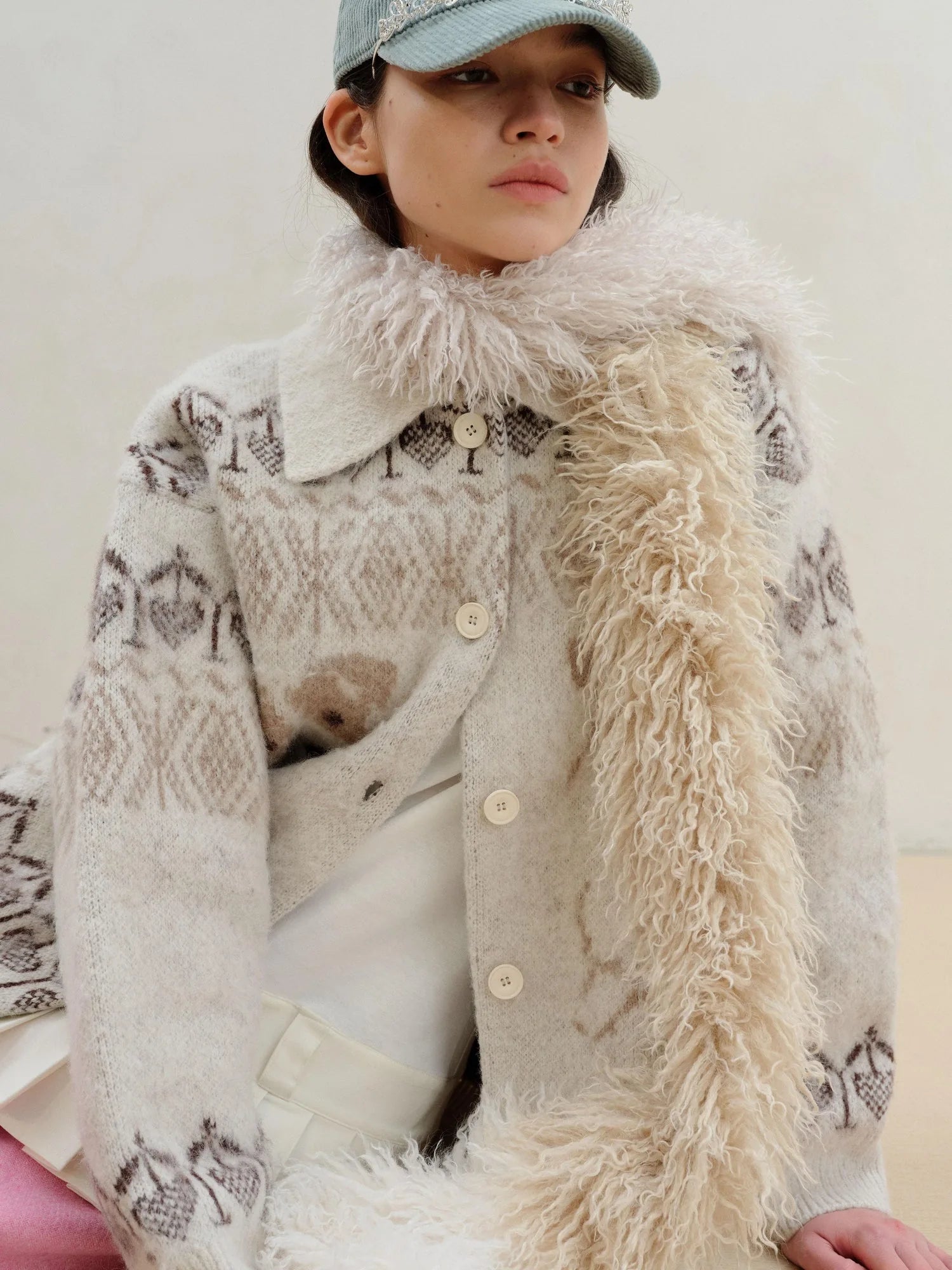 Three Tone Milk Tea Long Plush Scarf