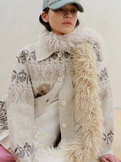 Three Tone Milk Tea Long Plush Scarf