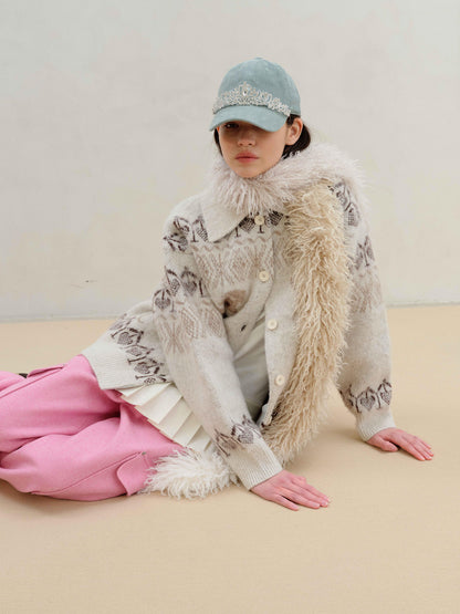 wii wil Three Tone Milk Tea Long Plush Scarf