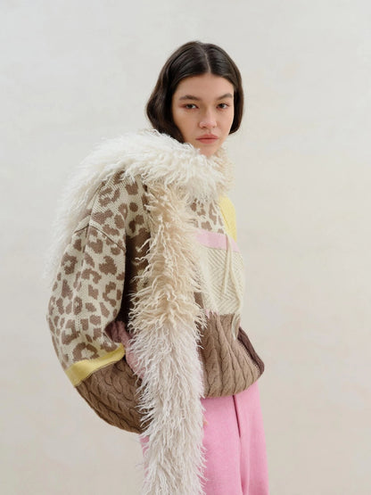 Three Tone Milk Tea Long Plush Scarf