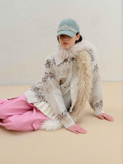wii wil Three Tone Milk Tea Long Plush Scarf