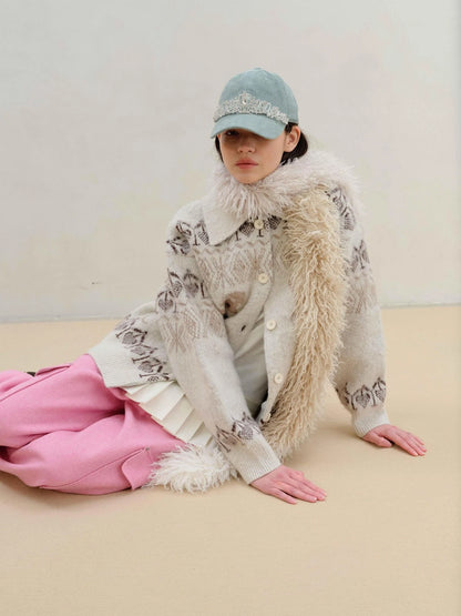 Three Tone Milk Tea Long Plush Scarf