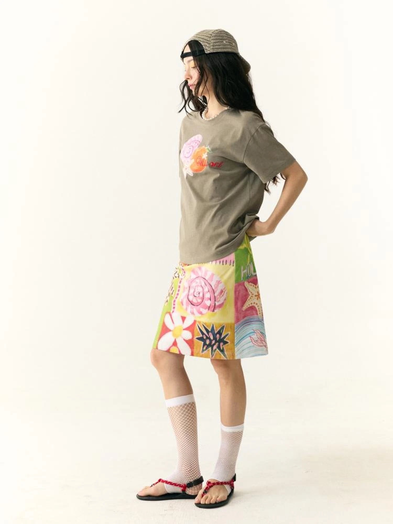 Two Sided Floral Print Summer Skirt