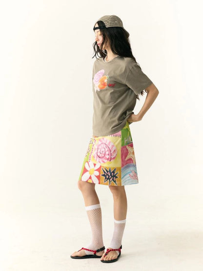 Two Sided Floral Print Summer Skirt