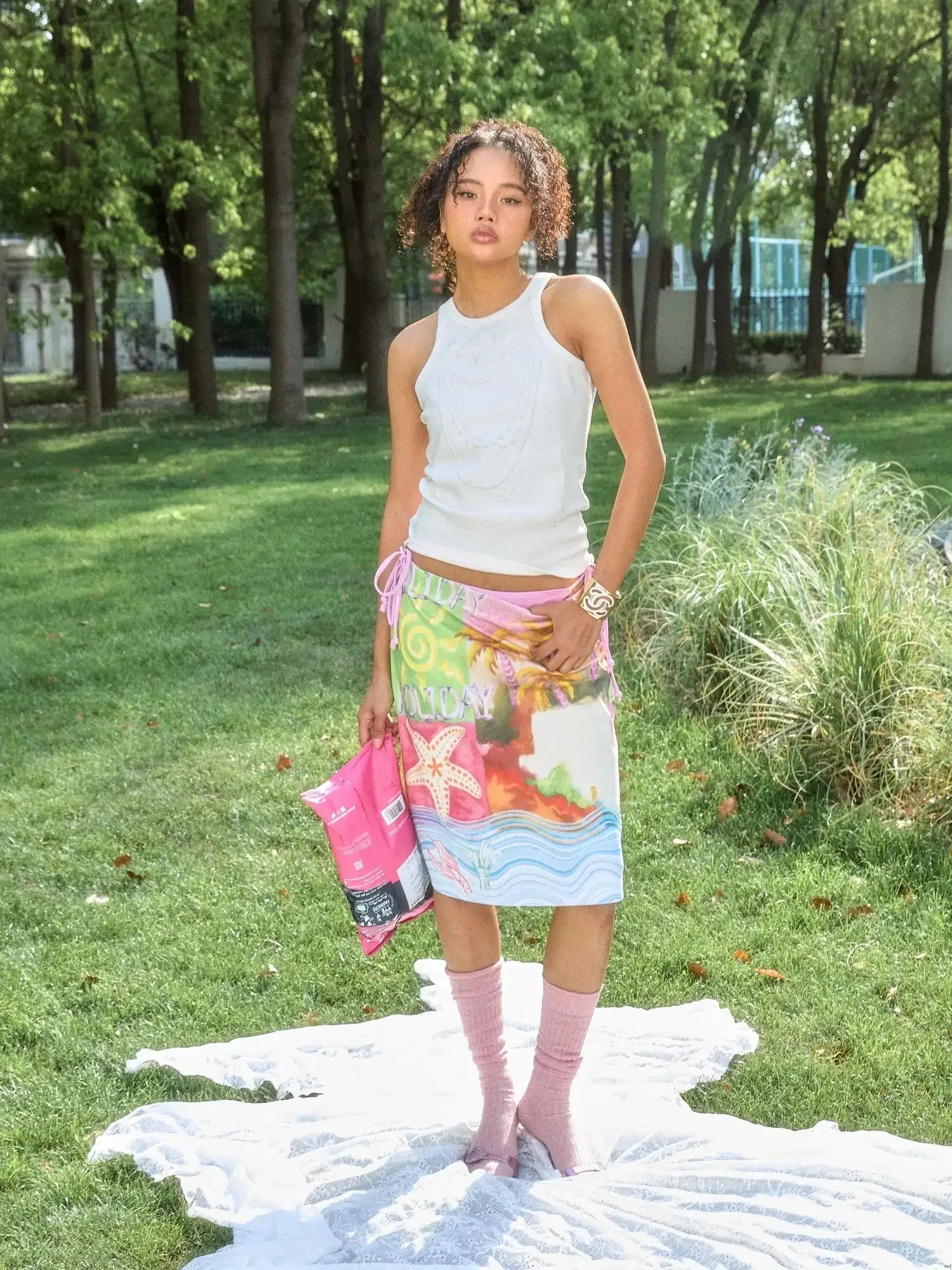 Two Sided Floral Print Summer Skirt