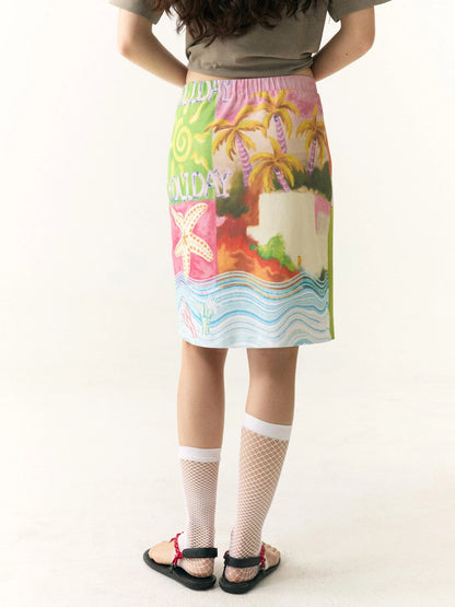 Two Sided Floral Print Summer Skirt