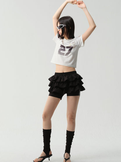 wii wil V-Neck Athletic Tee With Print And Mesh Panels