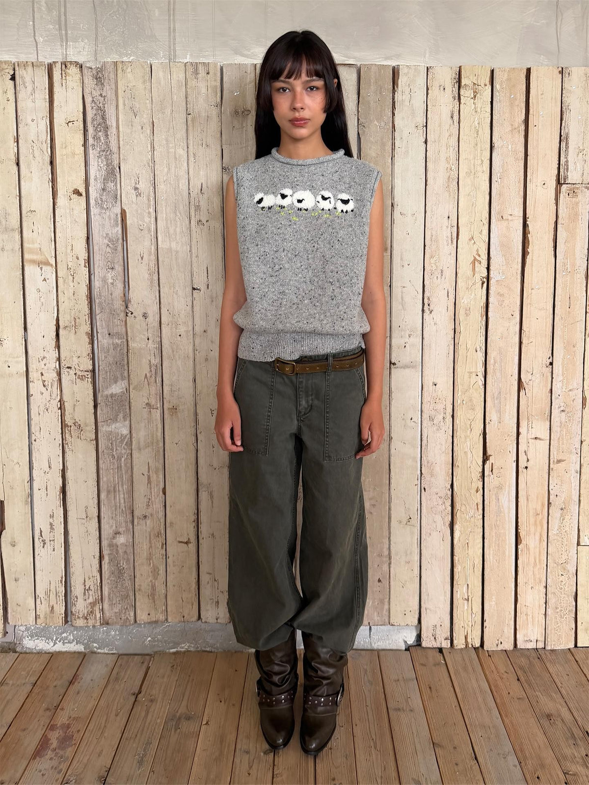 wii wil Vintage Washed Distressed Multi Pocket Cotton Women&