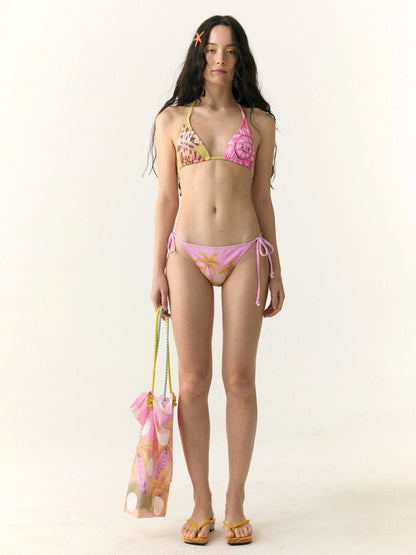 Wii Wil Tropical Coconut Print Bikini Set Scarf