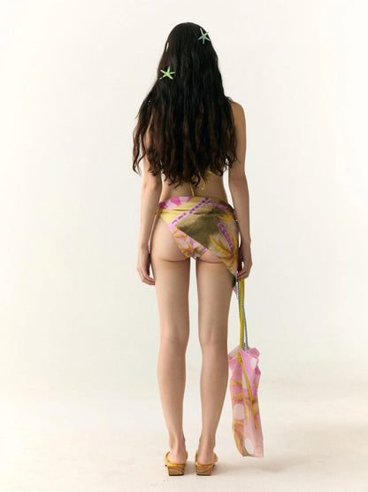 Wii Wil Tropical Coconut Print Bikini Set Scarf
