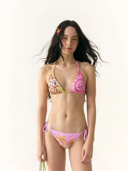 Wii Wil Tropical Coconut Print Bikini Set Scarf