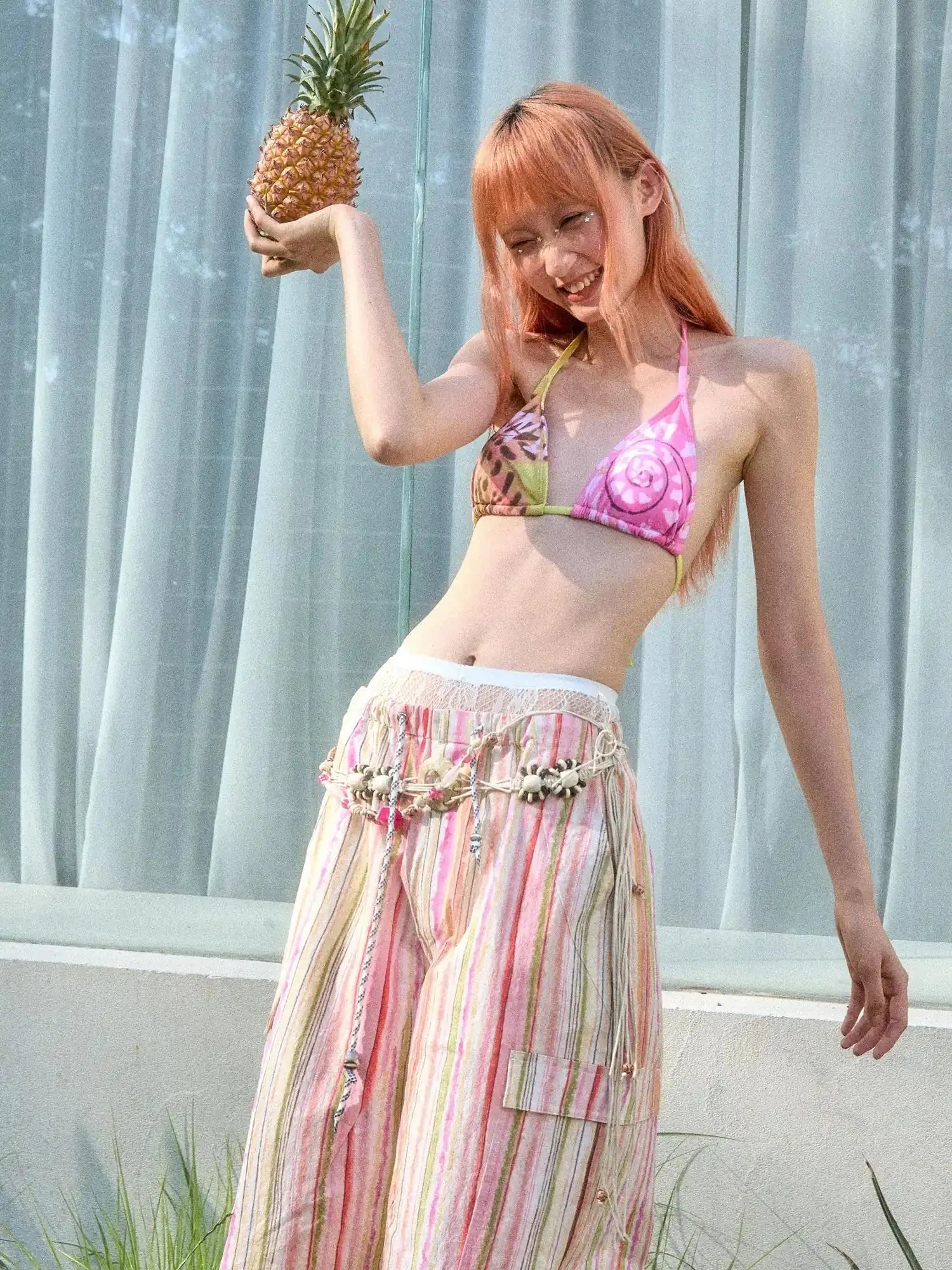 Wii Wil Tropical Coconut Print Bikini Set Scarf