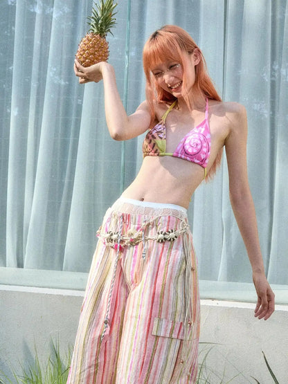 Wii Wil Tropical Coconut Print Bikini Set Scarf