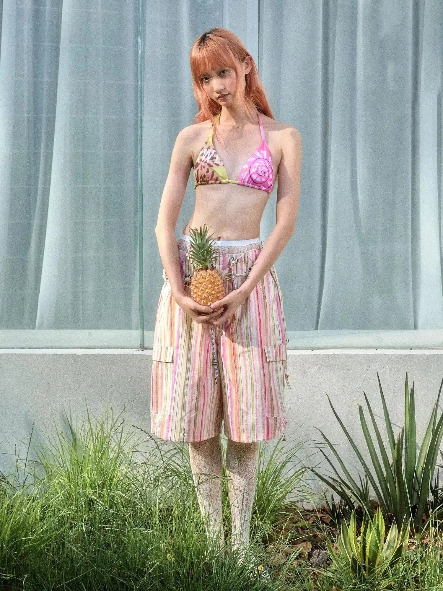 Wii Wil Tropical Coconut Print Bikini Set Scarf