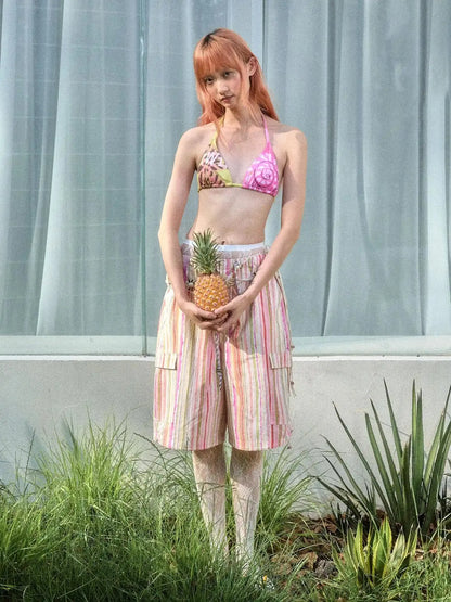 Wii Wil Tropical Coconut Print Bikini Set Scarf