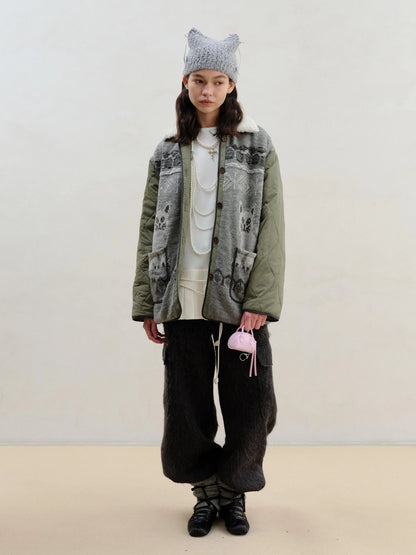 Wool Blend Alpaca Flannel Multi Pocket Straight Leg Cargo Pants