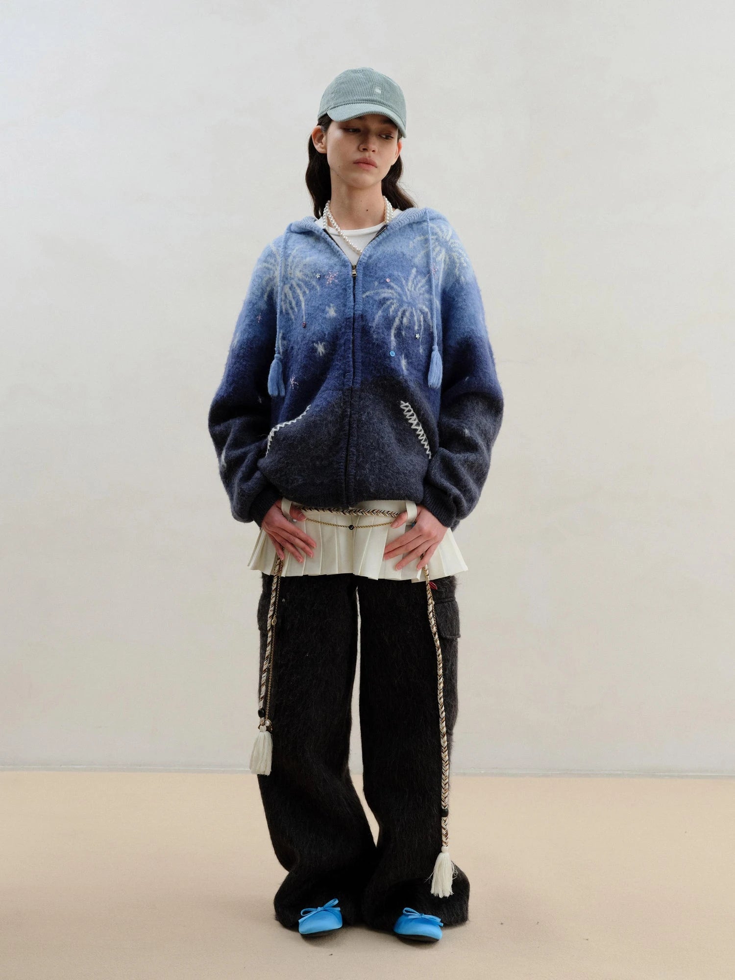 Wool Blend Alpaca Flannel Multi Pocket Straight Leg Cargo Pants