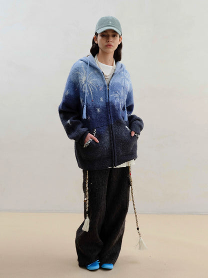 Wool Blend Alpaca Flannel Multi Pocket Straight Leg Cargo Pants