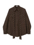 Detachable Tie Plaid Shirt Loose Fit Autumn Casual