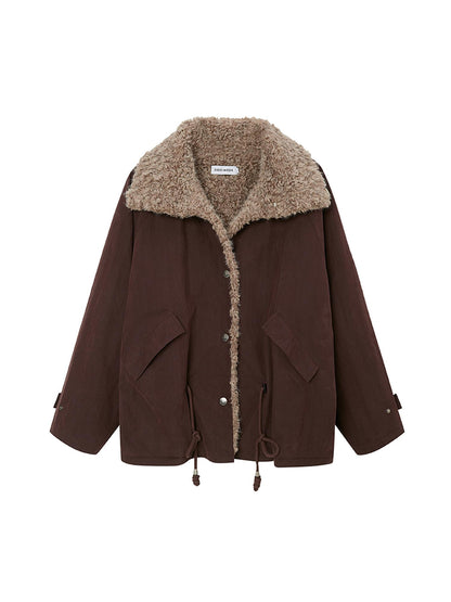 DIDDI MODA Cozy Fuzzy Bomber Jacket Winter Sweet Cool