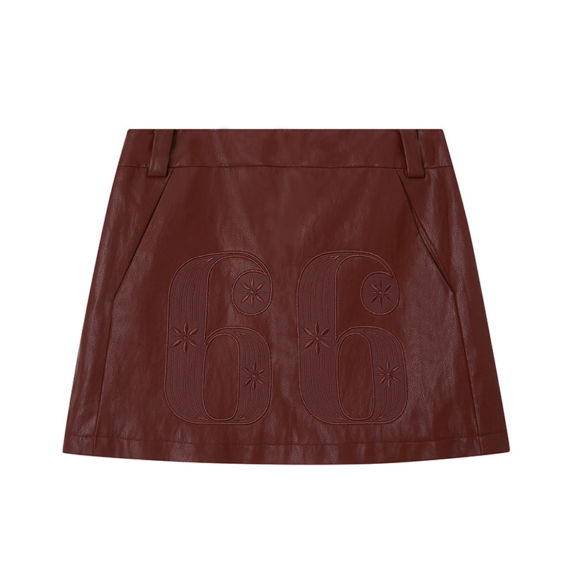 DIDDI MODA Sporty Digital Patchwork PU Skirt