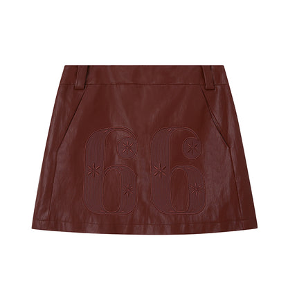 DIDDI MODA Sporty Digital Patchwork PU Skirt