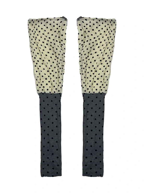 Polka Dot Knit Leg Warmers With Drawstring Scarf