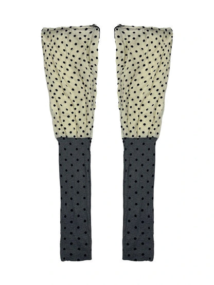 Polka Dot Knit Leg Warmers With Drawstring Scarf