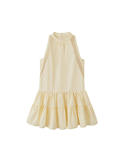 DIDDI MODA Elegant Lace Trimmed Sleeveless A Line Dress