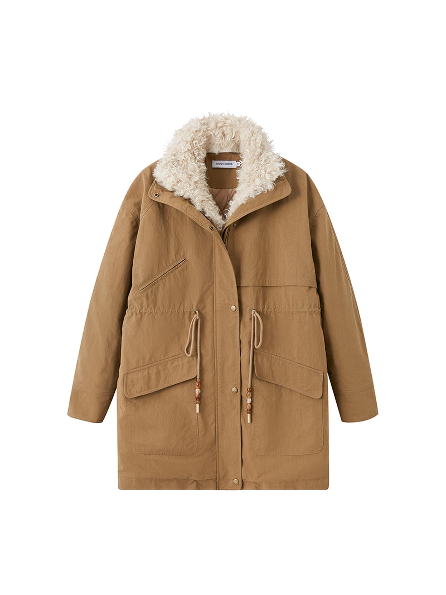DIDDI MODA Longline Quilted Parka With Fur Trim Relaxed Fit