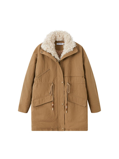 DIDDI MODA Longline Quilted Parka With Fur Trim Relaxed Fit