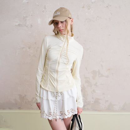 DIDDI MODA Elegant Wrinkle Lace Slimming Sun Protection Jacket