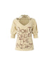 NO ROMANCE Vintage Punk Off-Shoulder Puff Sleeve Stretch Knit T-Shirt